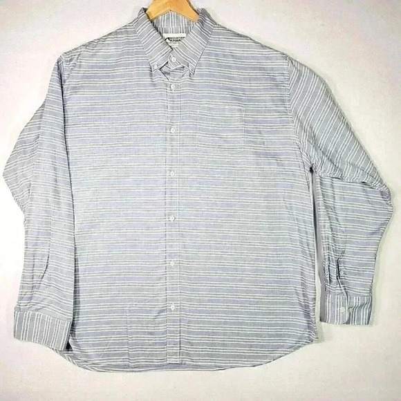 Mountain Khakis Mens Button Down Shirt XXL Blue White Stripe Long Sleeve Wyoming - Picture 2 of 16